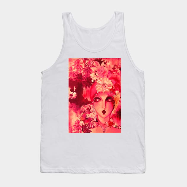 DEEP BLUSHED PINK ART DECO FLAPPER BUTTERFLIES BIRDS ROSES, ART COLLAGE POSTER Tank Top by jacquline8689